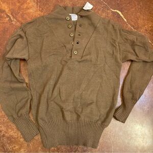 Vintage DSCP Garrison Collection Men’s Henley Knit Green Sweater